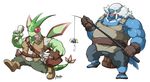  anthro bag biceps bite candy chinchou clothed clothing dragon duo fishing_rod flygon food footwear lollipop looking_at_viewer maldu male muscles nintendo open_mouth orange_eyes pecs pok&eacute;mon scalie shoes sitting smile teeth tongue video_games walrein wings 