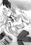  food gloves kazehaya_kamito monochrome seirei_tsukai_no_blade_dance sleeping terminus_est 