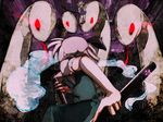  back bad_id bad_pixiv_id battle from_behind glowing glowing_eyes hat konpaku_youmu konpaku_youmu_(ghost) mishaguji moriya_suwako multiple_girls red_eyes snake sword tokoroten_(hmmuk) tongue touhou weapon 