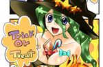  blue_eyes breasts candy candy_bar candy_cane cleavage final_fantasy final_fantasy_vi green_hair halloween hanamo_daiou hat long_hair lowres open_mouth tina_branford witch_hat 