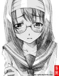  glasses gofu greyscale kampfer mishima_akane monochrome sketch solo spot_color traditional_media 