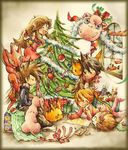  2girls bell blue_(pokemon) bow brown_hair christmas christmas_tree closed_eyes delibird espeon forked_tail gen_1_pokemon gen_2_pokemon gift jigglypuff kazaori multiple_boys multiple_girls one_eye_closed ookido_green pikachu poke_ball pokemon pokemon_(creature) pokemon_special raticate red_(pokemon) ribbon scarf scizor sketching tail tail_bow tail_ribbon yellow_(pokemon) 