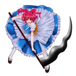  alice_(afternoon_gleam) hair_bobbles hair_ornament onozuka_komachi red_eyes red_hair scythe short_hair solo touhou two_side_up 