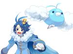  androgynous antenna_hair blue_hair blush_stickers crown gen_3_pokemon moemon personification pokemon pokemon_(creature) short_hair solo swablu 