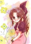  aerith_gainsborough bracelet brown_hair chai_(pixiv25575) dress final_fantasy final_fantasy_vii green_eyes jacket jewelry long_hair lowres ribbon 