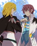  asbel_lhant bad_id bad_pixiv_id blonde_hair blue_background blue_eyes brown_hair copyright_name leghorn male_focus multiple_boys richard_(tales) tales_of_(series) tales_of_graces 