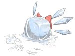  bow cirno hair_bow ice ice_cube melting no_humans objectification parody solo tera_zip touhou translated wings 