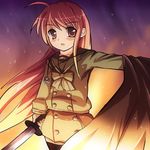  alastor_(shakugan_no_shana) bad_id bad_pixiv_id cape fukudori jewelry long_hair pendant red_eyes red_hair school_uniform serafuku shakugan_no_shana shana sword thighhighs weapon 