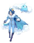  androgynous antenna_hair blue_hair blush_stickers cape crown gen_3_pokemon moemon personification pokemon pokemon_(creature) short_hair solo swablu 