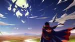  boota cloud drill epic full_moon kriss_sison landscape male_focus mecha moon mountain scenery simon sky super_robot tengen_toppa_gurren-lagann_(mecha) tengen_toppa_gurren_lagann 