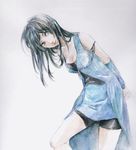  bike_shorts black_hair detached_sleeves female final_fantasy final_fantasy_viii gao. gradient gradient_background highlights long_hair multicolored_hair rinoa_heartilly skirt solo traditional_media watercolor watercolor_(medium) white_background 