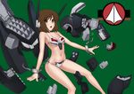  bikini brown_hair choujikuu_yousai_macross cosplay hagiwara_yukiho idolmaster idolmaster_(classic) macross macross:_do_you_remember_love? mecha mecha_musume personification revealing_clothes roundel short_hair swimsuit u.n._spacy vf-1 vf-1j_armored wata_do_chinkuru 