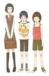  3girls bag hiroko_kaizuka hoshimaru multiple_girls narutaru necktie sakura_akira school_uniform short_hair tamai_shiina twintails 