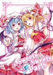  :d :o ascot bat_wings blue_hair blush bow brooch cover crepe crystal doily english flandre_scarlet food frills fruit hat hat_ribbon highres ice_cream jewelry kure~pu mob_cap multiple_girls open_mouth red_eyes remilia_scarlet ribbon sash skirt skirt_set smile spoon strawberry touhou wings 