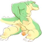  abs anus balls butt looking_at_viewer male miharushoka mooning muscles nude penis reptile scalie simple_background solo white_background 