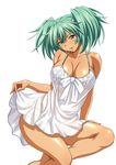  1girl breasts dark_skin female green_hair ikkitousen large_breasts long_hair official_art ryofu_housen simple_background smile solo 