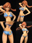  1girl ass back bare_legs bikini breasts brown_hair butt_crack code_geass female figure gloves large_breasts long_hair photo shirley_fenette simple_background smile solo swimsuit 
