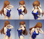  bare_legs breasts brown_hair code_geass female figure gloves gradient gradient_background large_breasts long_hair one-piece_swimsuit open_mouth photo shirley_fenette smile solo swimsuit 