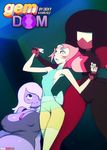  amethyst_(steven_universe) big_breasts black_hair blue_eyes blush breasts clothed clothing comic cover doxy eyewear female garnet_(steven_universe) gem gem_(species) hair nipples not_furry pale_skin pearl_(steven_universe) pink_hair purple_skin red_skin restrained steven_universe text white_hair 