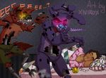  animatronic bed canine eyewear five_nights_at_freddy&#039;s five_nights_at_freddy&#039;s_4 fox glasses glowing glowing_eyes human lagomorph machine male mammal markiplier nightmare_bonnie_(fnaf) nightmare_foxy_(fnaf) rabbit robot video_games xnirox 