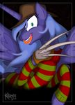  2012 blade blue_eyes blue_hair claws clothing cosplay costume equine fedora female freddy_krueger friendship_is_magic hair hat horn killryde mammal my_little_pony princess_luna_(mlp) sweater winged_unicorn wings 