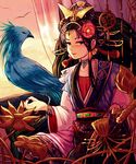  ansung bad_id bad_pixiv_id bangle bell bird black_hair bracelet braid chinese_clothes flower gem hair_flower hair_ornament hair_rings jewelry long_hair nail_polish shingoku_no_valhalla_gate smirk solo tassel 