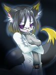  bakugatou black_hair cat eyewear feline female glasses hair mammal purple_eyes short_hair 