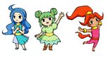  3girls blue_hair din farore green_hair multiple_girls nayru red_hair simple_background the_legend_of_zelda toon 