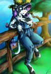  2015 anthro anthrofied areola big_breasts blue_eyes bovine breasts cattle clothed clothing ear_tag equine female fence friendship_is_magic hair hat hooves horn hybrid james_corck lactating long_hair mammal milk my_little_pony nipples outside purple_hair rarity_(mlp) solo torn_clothing tree unicorn wardrobe_malfunction 