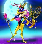  2015 abdomen antennae anthro anthrofied arthropod big_breasts breasts chirasul clothing crown eyelashes gloves hand_on_hip insect kirby_(series) nintendo queen queen_sectonia royalty scepter stinger video_games wasp wide_hips wings 