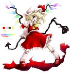  :d arms_behind_back ascot blonde_hair color_guide flandre_scarlet frilled_skirt frills full_body huyusilver laevatein long_hair long_sleeves official_style oota_jun'ya_(style) open_mouth parody puffy_long_sleeves puffy_sleeves red_eyes red_skirt simple_background skirt skirt_set smile solo style_parody touhou white_background wings 