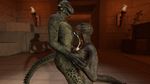  2015 3d anthro argonian breast_grab breast_squeeze breasts brown_scales cum cumshot duo embrace female fox_whisper85 green_scales male male/female nipples non-mammal_breasts nude open_mouth orgasm scalie sex sharp_teeth side_view skyrim teeth the_elder_scrolls titfuck video_games 