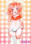  caprine clothing female hair kemono kiichi mammal nipples panties purple_eyes red_hair sheep tongue underwear 