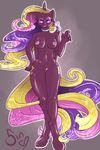  anthro breasts collar crystal_pony_(mlp) ear_piercing equine female friendship_is_magic horn looking_at_viewer mammal my_little_pony nightmare_cadence piercing poisindoodles princess_cadence pussy solo winged_unicorn wings 