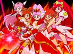  akagi_towa brooch color_connection commentary_request cure_ace cure_passion cure_rouge cure_scarlet cure_sunny dokidoki!_precure dress fiery_background fire fresh_precure! glint go!_princess_precure heart helios_(divisar) higashi_setsuna hino_akane_(smile_precure!) jewelry madoka_aguri multiple_girls natsuki_rin open_mouth pink_hair pointy_ears ponytail precure red_dress red_eyes red_hair smile_precure! yes!_precure_5 yes!_precure_5_gogo! 