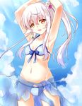  bikini clothes_around_waist jacket_around_waist kurose_yuuki orange_eyes original see-through side_ponytail solo swimsuit twintails white_hair 