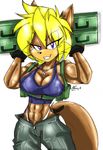  2015 abs akatsukishiranui-fox anthro big_breasts breasts canine cleavage clothed clothing fan_character female fox mammal muscles muscular_female smile sonic_(series) 