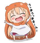  animal_costume blonde_hair blush chibi doma_umaru full_body hamster_costume himouto!_umaru-chan hood komaru long_hair lowres solo sooki translation_request 