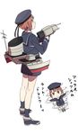  brown_eyes check_translation chibi clothes_writing hat kantai_collection kinosuke_(sositeimanoga) long_sleeves machinery red_hair sailor_collar sailor_hat short_hair simple_background solo spinning standing translation_request turret white_background z3_max_schultz_(kantai_collection) 