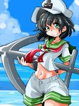  anchor black_hair green_eyes hat murasa_minamitsu neckerchief sailor sailor_hat shinapuu short_hair smile solo touhou 