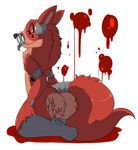  animatronic anthro barefoot blood butt canine english_text five_nights_at_freddy&#039;s fox half-closed_eyes looking_at_viewer looking_back machine male mammal nightmare_foxy_(fnaf) nude pirate presenting presenting_hindquarters robot sharp_claws sharp_teeth sitting smile solo teeth text tongue tongue_out unknown_artist video_games 