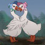  abigail_gabble amelia_gabble avian bird blush bonnet duo eyelashes female feral goose half-closed_eyes hug looking_at_viewer open_mouth prettypinkp0ny smile the_aristocats webbed_feet 
