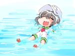  afloat black_hair chibi closed_eyes hat murasa_minamitsu neckerchief open_mouth outstretched_arms sailor sailor_hat shinapuu short_hair smile solo touhou water 