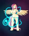  2015 absurd_res anthro anthrofied areola big_breasts bikini breasts clothing cutie_mark equine feathered_wings feathers female fluttershy_(mlp) friendship_is_magic glowing hair half-closed_eyes hi_res huge_breasts long_hair mammal ms-seven0 my_little_pony navel nipples pegasus pink_hair pussy solo swimsuit tentacles wings 