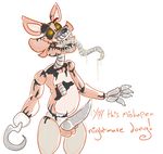  ! animatronic anthro balls canine drooling english_text erection five_nights_at_freddy&#039;s fox glowing glowing_eyes knot machine male mammal nightmare_foxy_(fnaf) nude open_mouth penis pirate robot saliva sharp_teeth smile solo standing teeth text tongue tongue_out unknown_artist video_games 