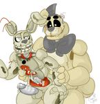  anal anal_penetration animatronic anthro balls bear cum cum_inside cum_on_hand cum_on_penis cum_string erection five_nights_at_freddy&#039;s from_behind golden_freddy_(fnaf) half-closed_eyes lagomorph long_ears looking-back looking_back looking_down machine male male/male mammal open_mouth penetration penis rabbit robot sex sharp_claws smile springtrap_(fnaf) standing teeth unknown_artist video_games 
