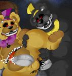  anal anal_penetration animatronic anthro balls barefoot bear bow chubby claws cum cum_in_ass cum_inside cum_on_penis cumshot five_nights_at_freddy&#039;s from_behind glowing glowing_eyes hat headgear looking_down lying machine male male/male mammal nightmare_(fnaf) nightmare_fredbear_(fnaf) nude oil on_side open_mouth orgasm penetration penis raised_leg robot saliva sex sharp_teeth smile spread_legs spreading standing teeth tongue tongue_out unknown_artist video_games wire 