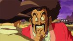  2015 3boys afro animated animated_gif black_hair bow bowtie chinese_clothes covering_mouth dragon_ball dragon_ball_super eyebrows family farmer father_and_son gesture limousine male_focus mr._satan multiple_boys mustache scarf son_gokuu son_goten suit sunset thick_eyebrows 
