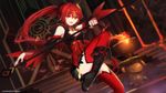  artist_name bad_id bad_pixiv_id black_footwear boots circlet cleavage_cutout detached_sleeves elsword fire hair_intakes ignia_(elsword) long_hair miniskirt ponytail red_eyes red_hair red_legwear skirt smile solo staff swd3e2 thighhighs tiara 