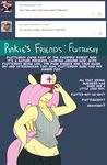  2015 anthro breasts cleavage clothed clothing english_text equine female fluttershy_(mlp) friendship_is_magic mammal my_little_pony pegasus smile solo somescrub text wings 